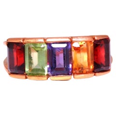 Natural amethyst topaz peridot garnet citrine mother's ring 14 karat*