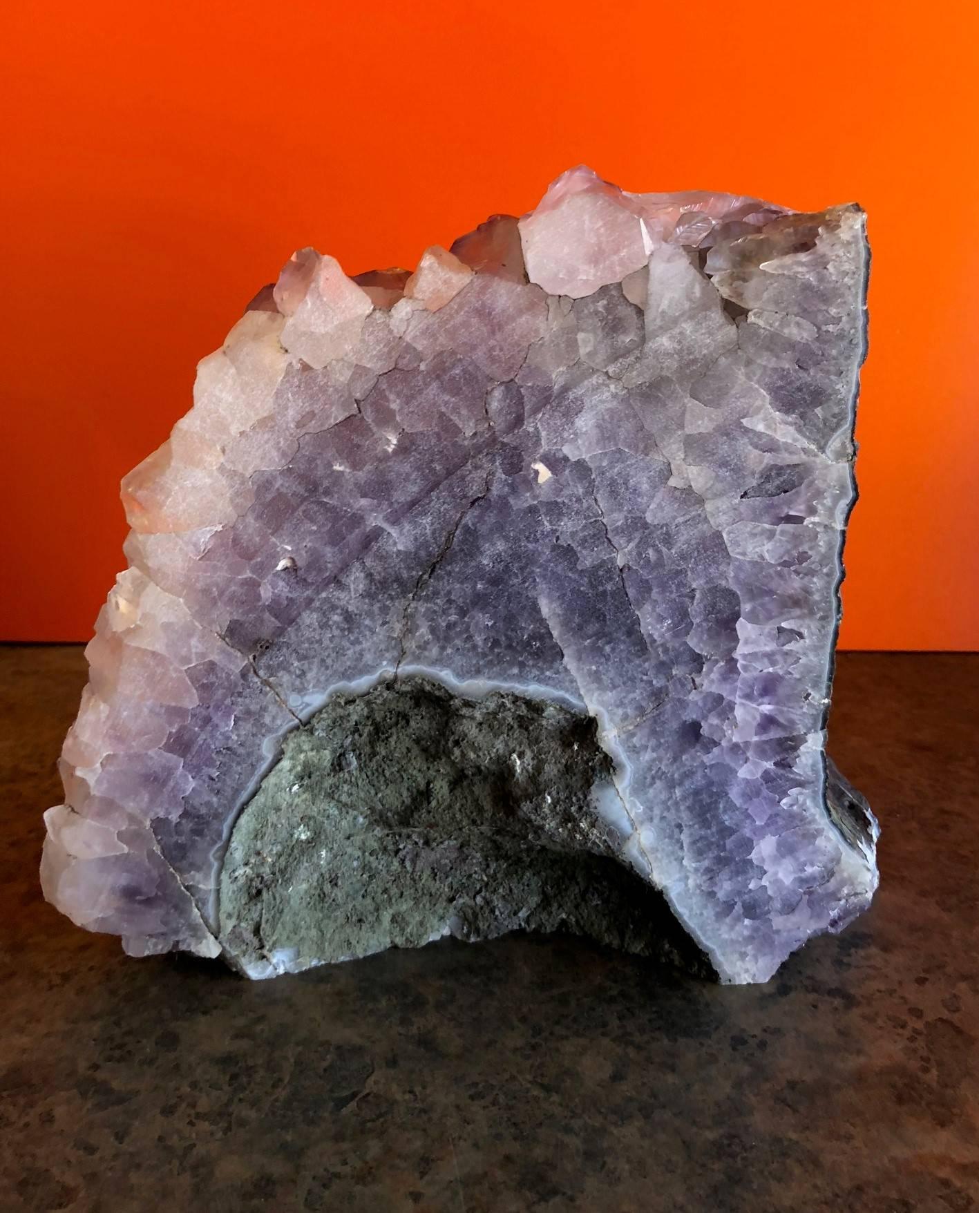 Natural Amethyst with Crystal Cluster / Agate Geode from Brazil In Excellent Condition In San Diego, CA