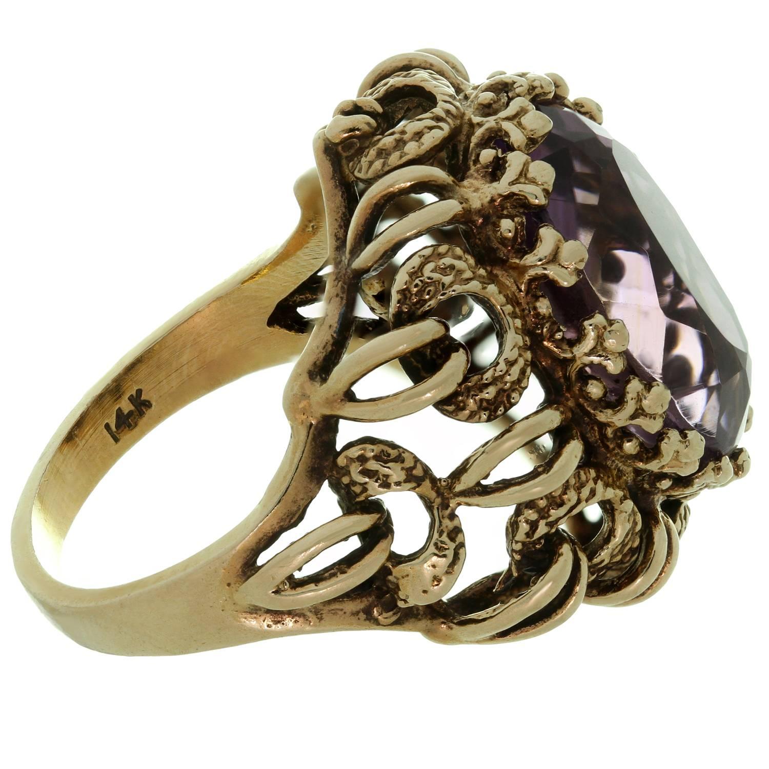 Women's Natural Amethyst Yellow Gold Cocktail Ring