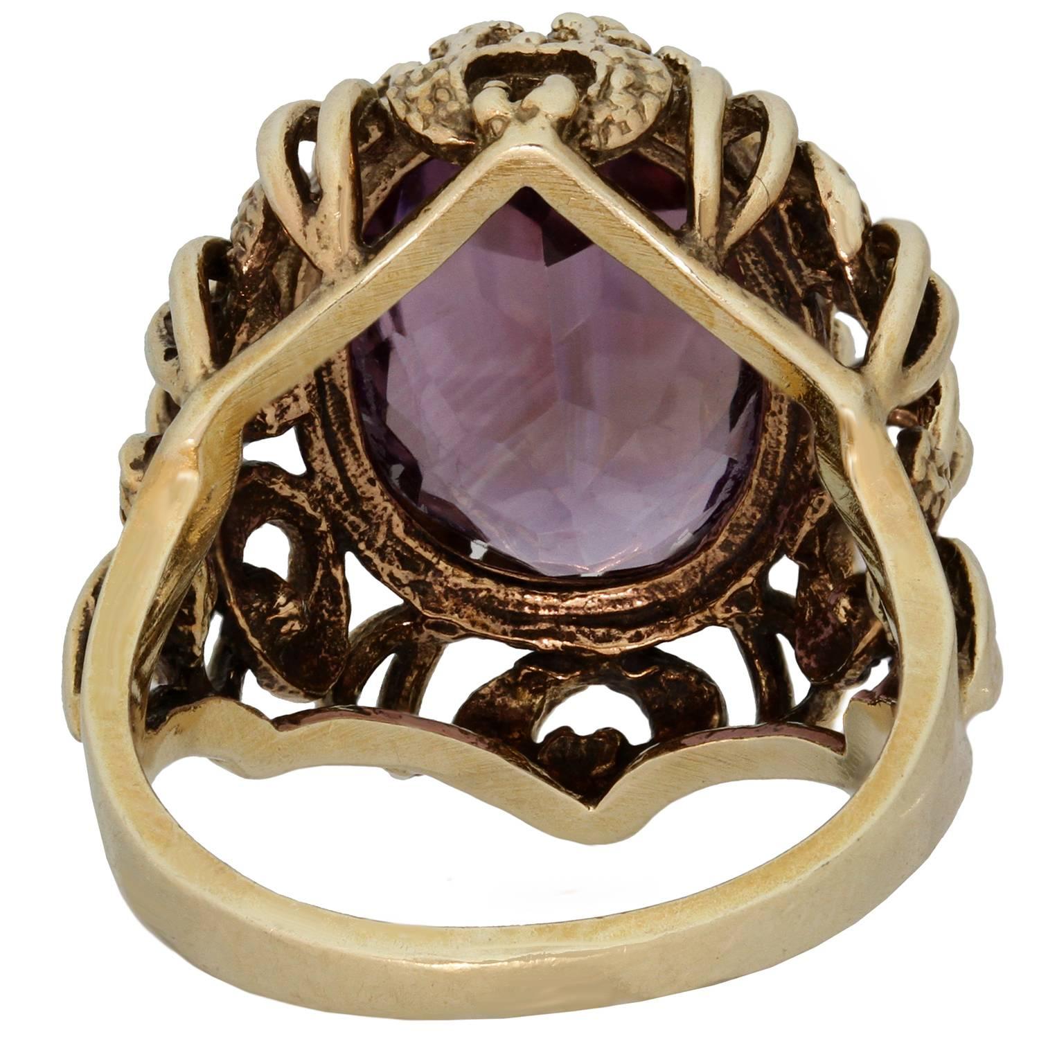 Natural Amethyst Yellow Gold Cocktail Ring 1