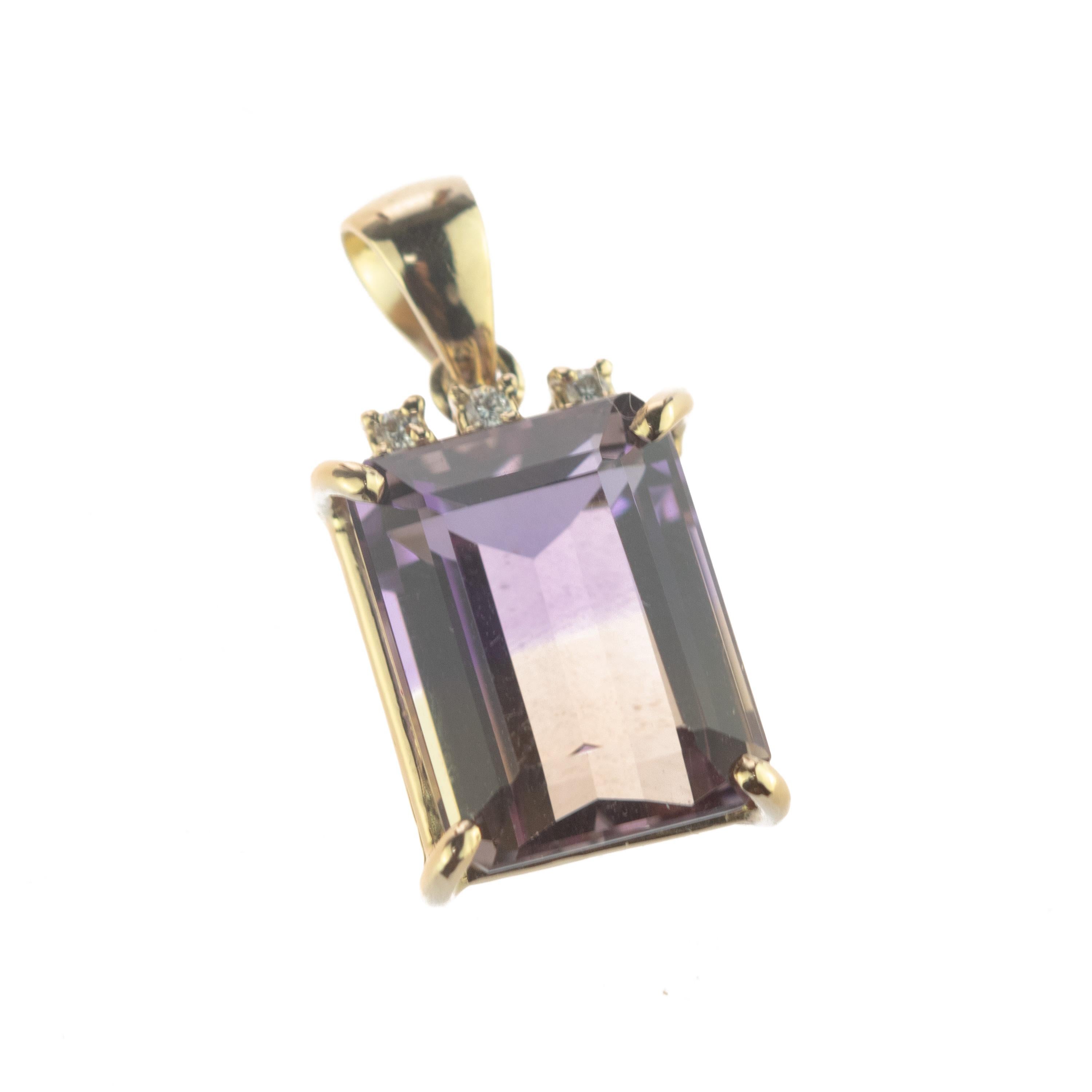 Natural Ametrine 18 Karat Gold Handmade Italy Pendant Handmade Cocktail Necklace For Sale 4