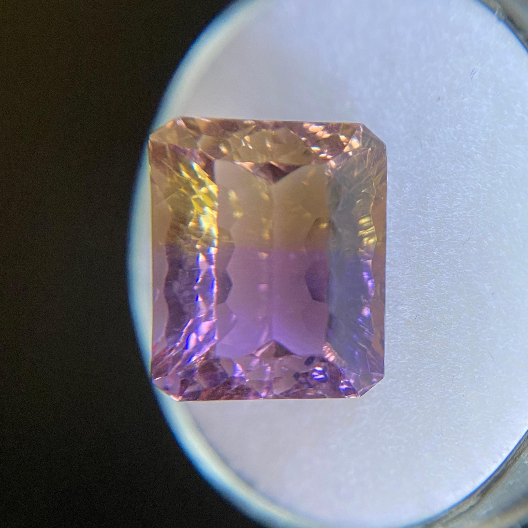 Natural Ametrine 8.93ct Fancy Concave Emerald Cut Purple Yellow 2