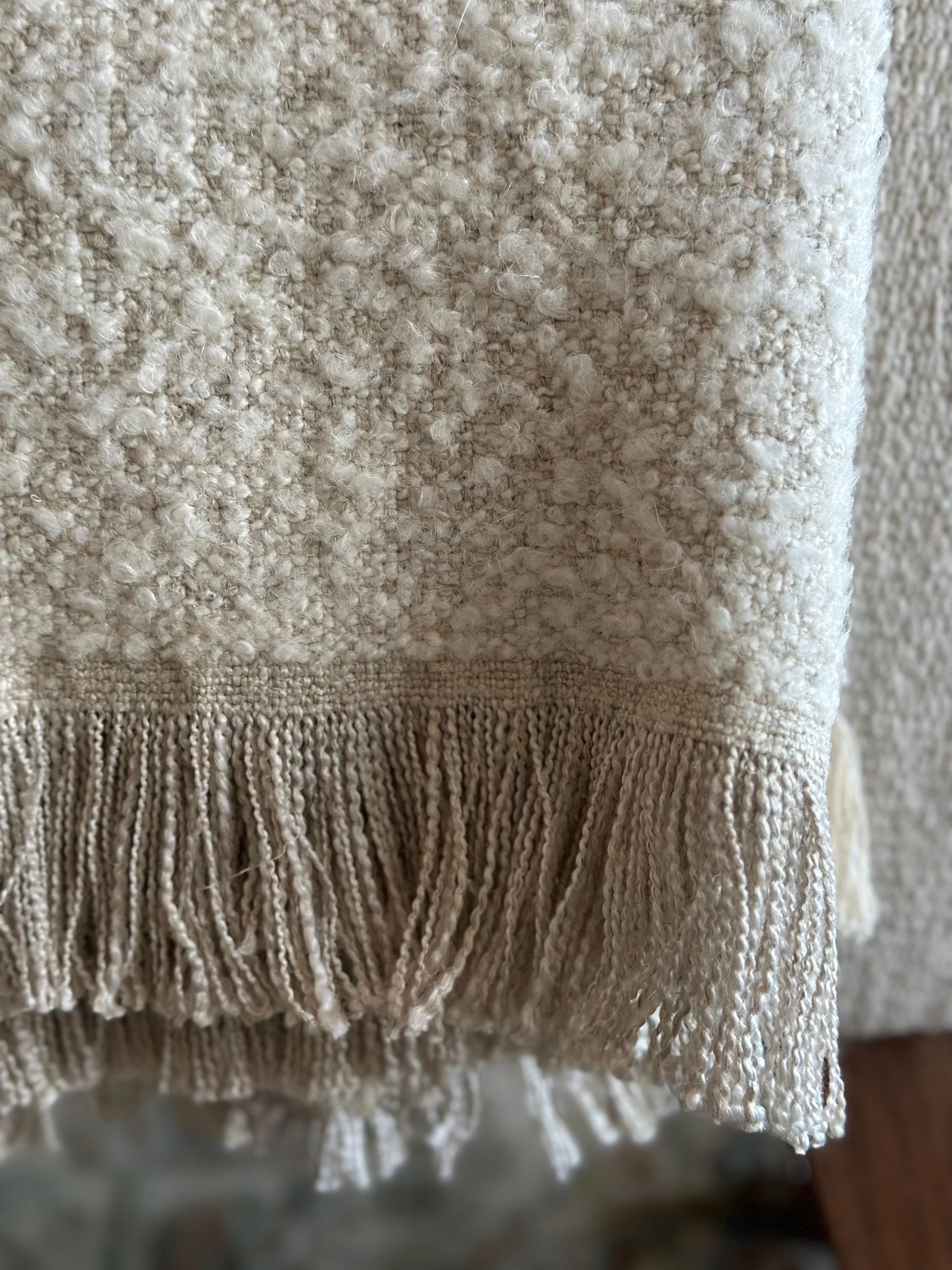 Wool Natural and Cream Throw For Sale