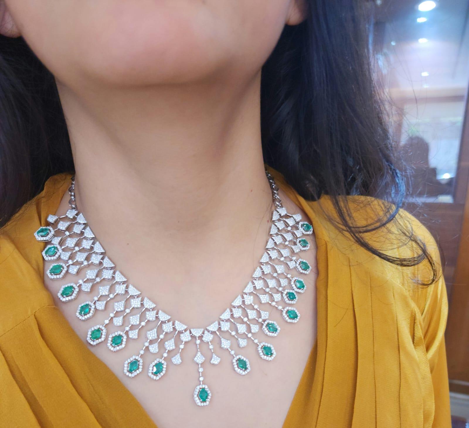 green diamond necklace set