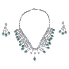 Natürlich  Smaragd-Halskette mit 10,75 Karat Diamant und 11,06 Karat Smaragd