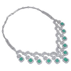 Natürliche Smaragd-Halskette mit 13,81 Karat Diamant und 15,48 Karat Smaragd