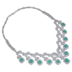 Collier d'émeraudes naturelles avec 13,81 carats de diamants et 15,48 carats d'émeraudes