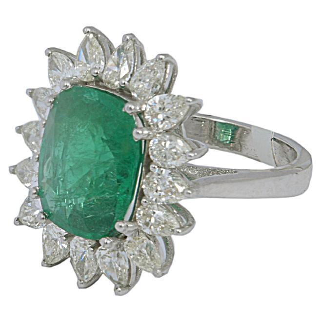 Natural  Emerald Ring with 2.78 Ct Diamond & 4.83 Carat Emerald in 14k Gold For Sale