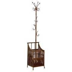 Retro Natural and Faux Bamboo Hall Tree Coat/Umbrella Stand Attr. to Maitland Smith