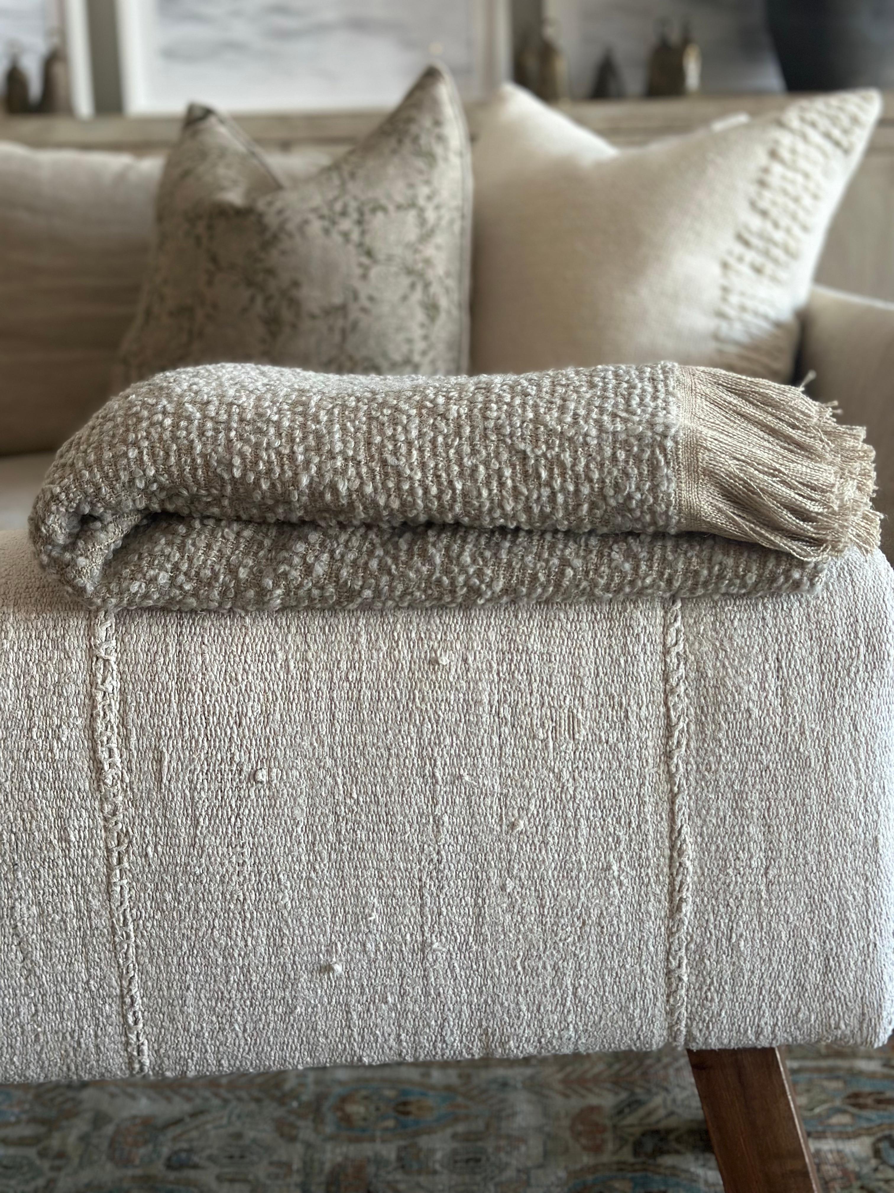 Contemporary Natural and Grey Throw For Sale
