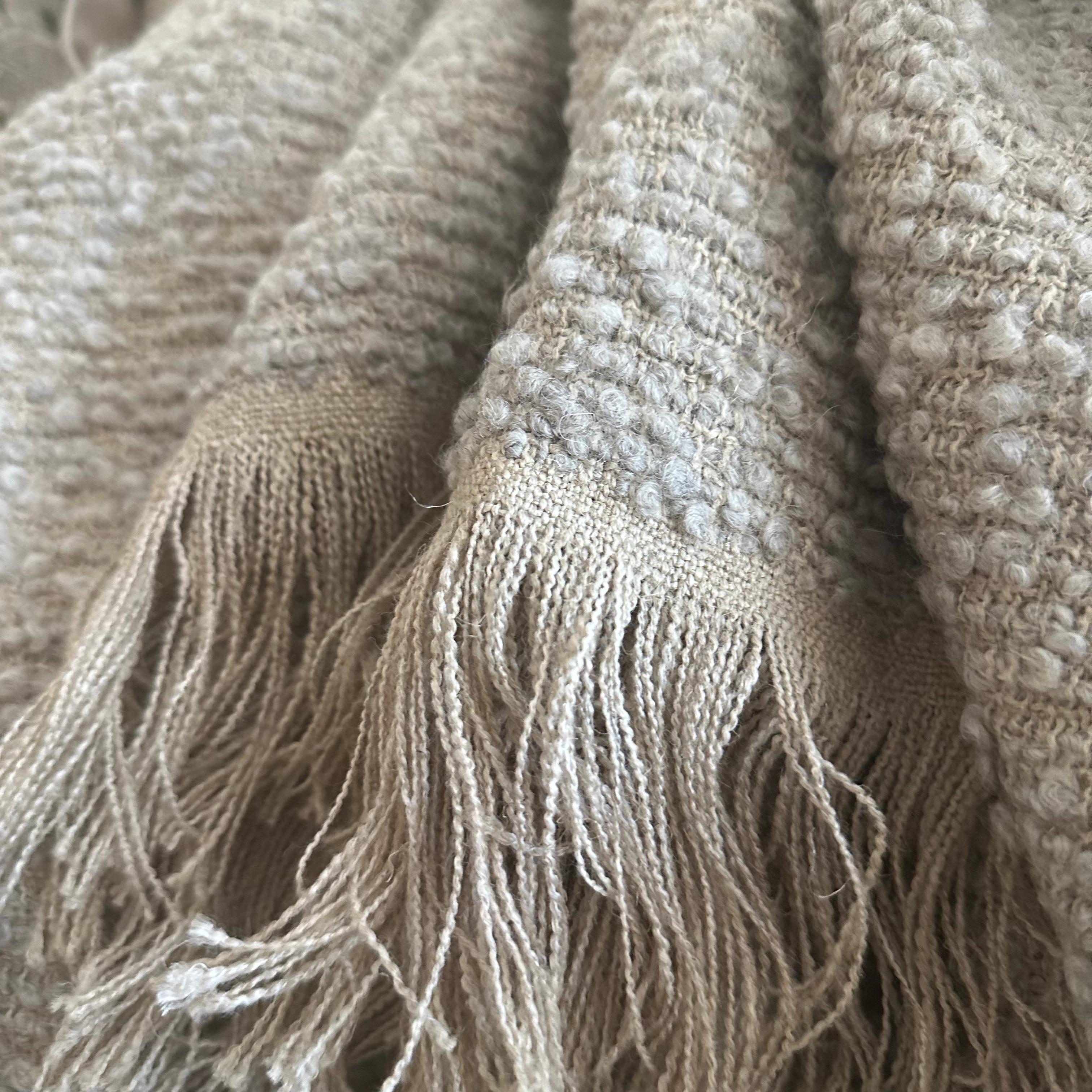 Wool Natural and Grey Throw For Sale