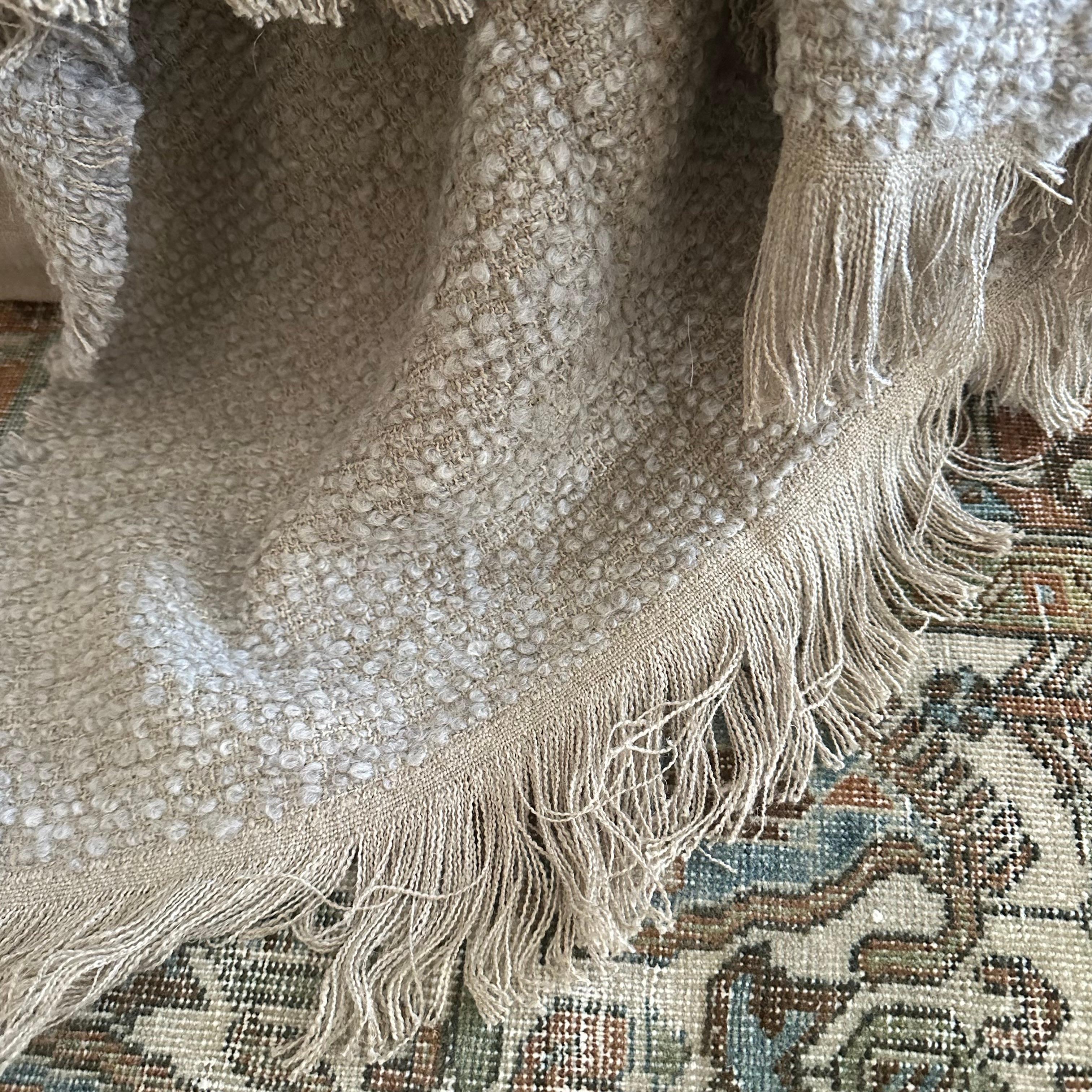 Natural and Grey Throw For Sale 1