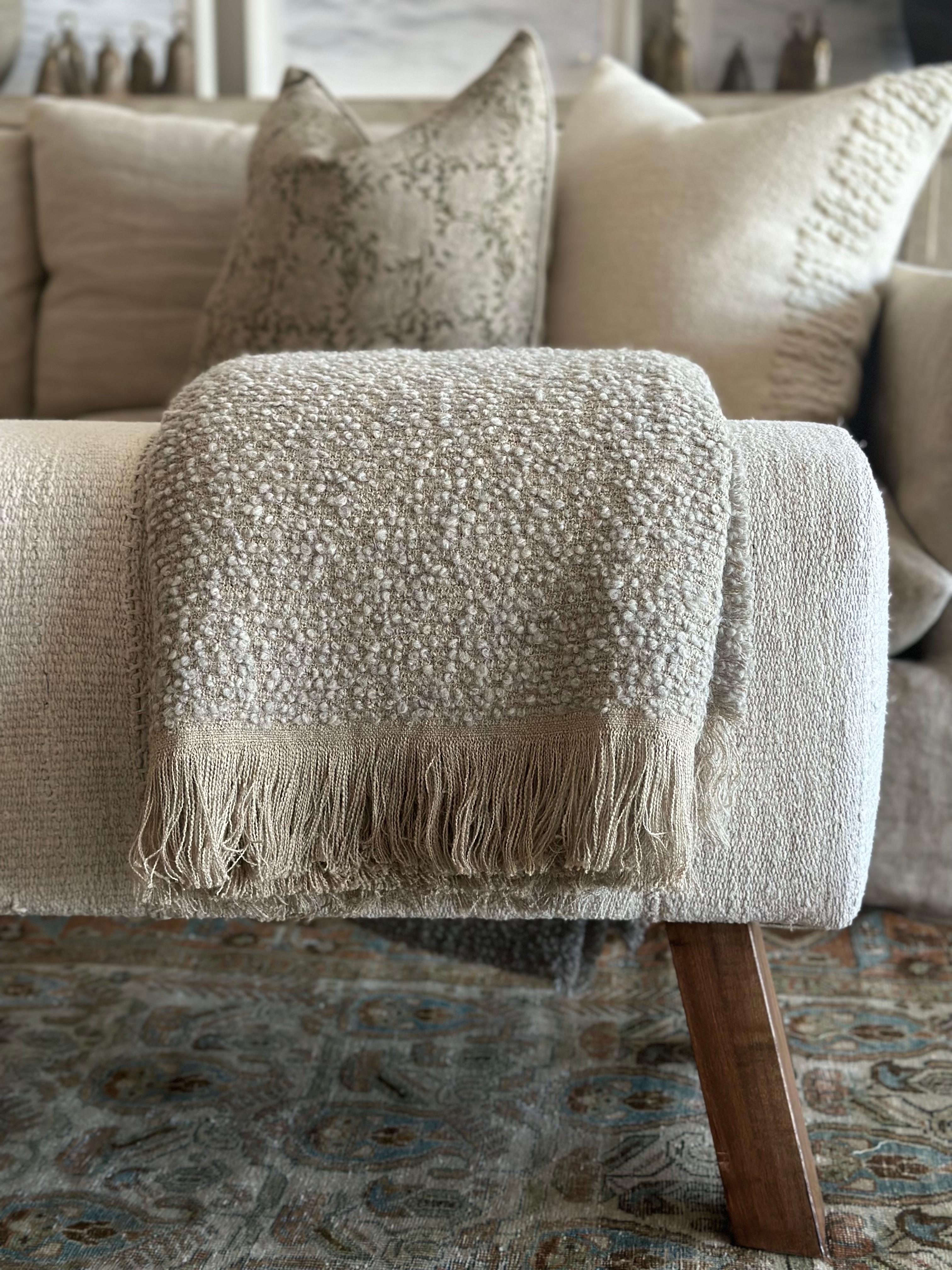 Natural and Grey Throw For Sale 2