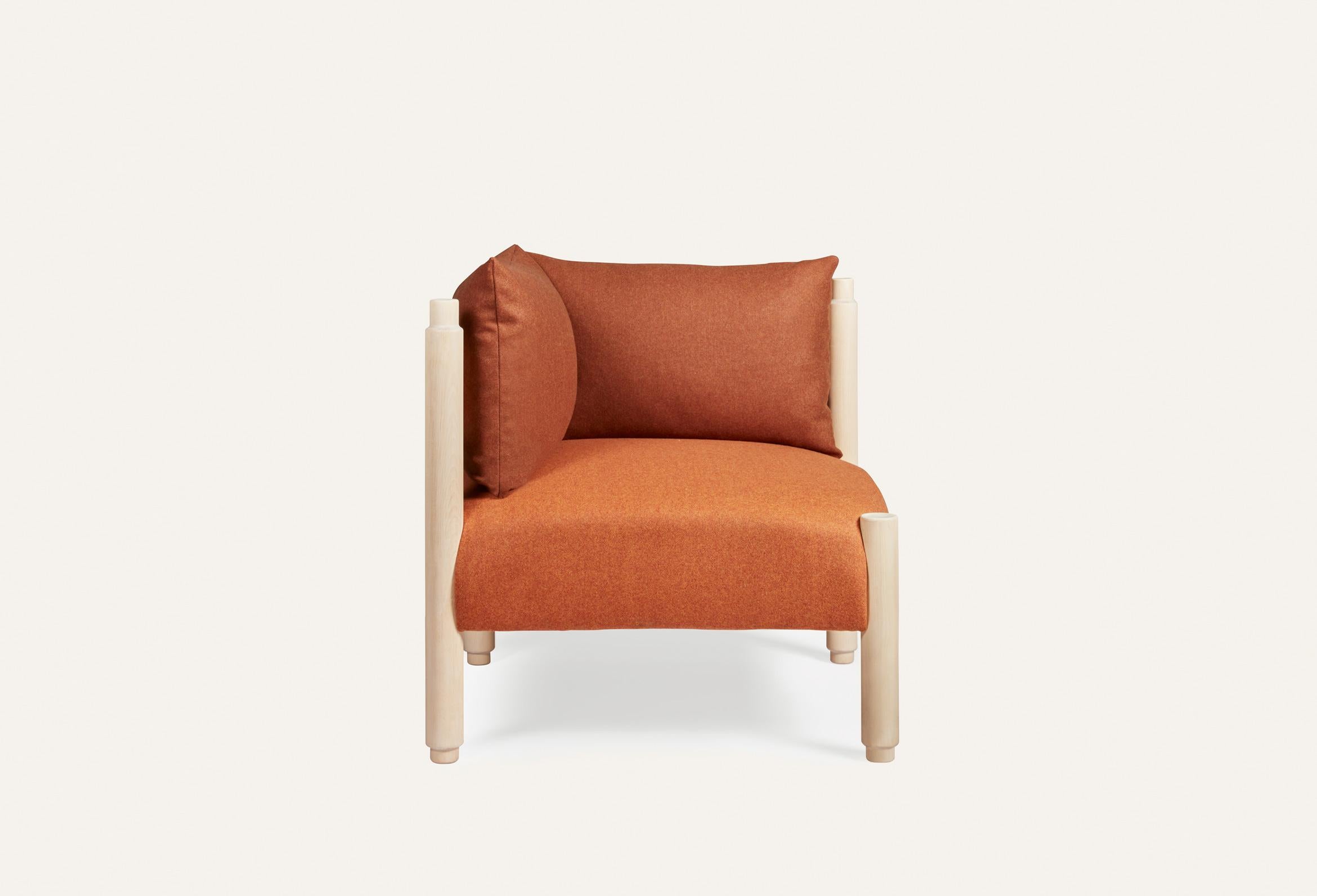 Post-Modern Natural and Orange Stand by Me Sofa with Pillows by Storängen Design For Sale