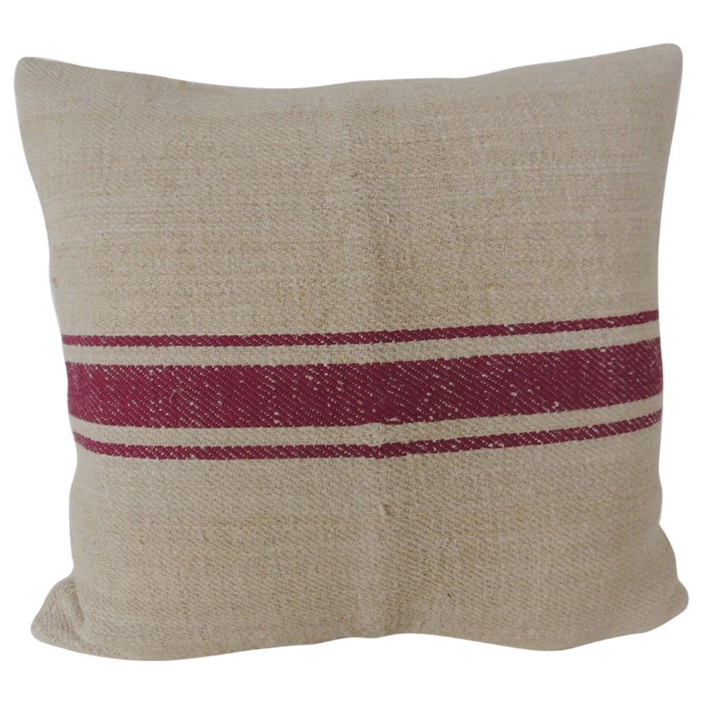 Natural and Purple Stripe Woven Decorative Pillow