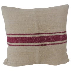 Natural and Purple Stripe Woven Decorative Pillow