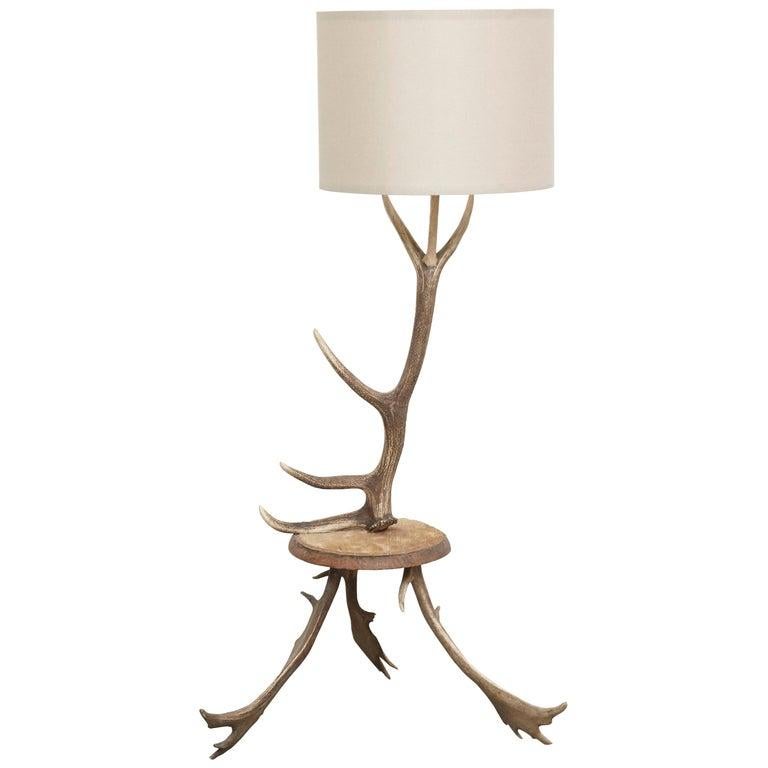 Late 20th Century Natural Antler Deer Horn Floor Lamp