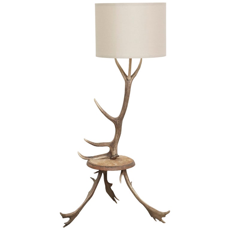 Natural Antler Deer Horn Floor Lamp For Sale at 1stDibs