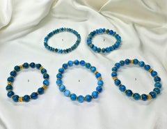 Bracciale Mala con perline in apatite naturale e vermeil d'oro 22k, sfaccettato e rotondo
