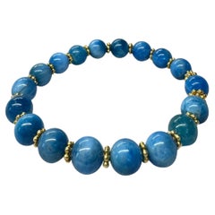 Bracciale Mala con perline in apatite naturale e vermeil d'oro 22k, sfaccettato e rotondo