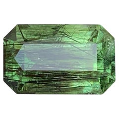 Natural Apple Green Peridot with Ludwigite Inclusion for Ring & Pendant Jewelry