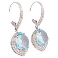 Natural aquamarine 13.96cts & diamond 0.63cts earring in 18k gold