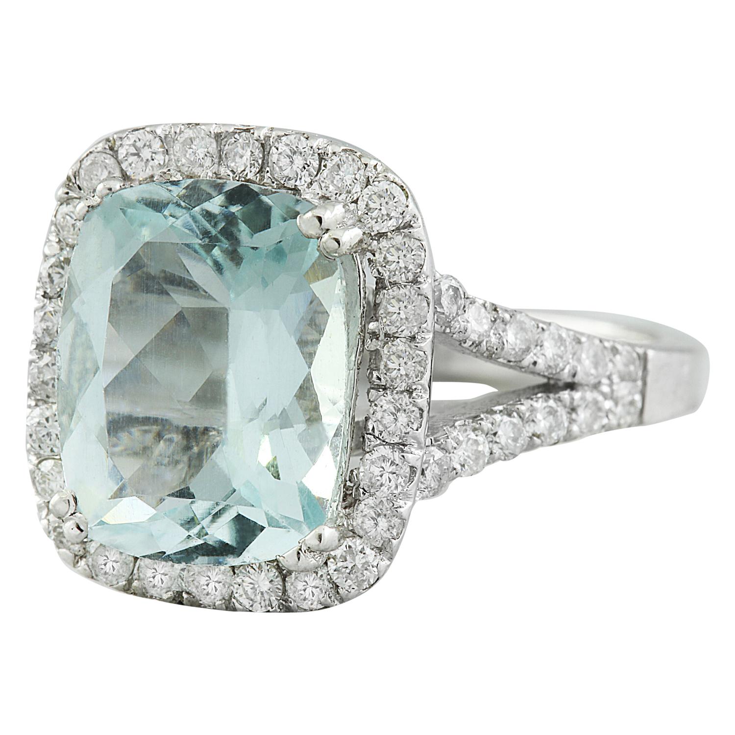 3.90 Carat Natural Aquamarine 14 Karat Solid White Gold Diamond Ring
Stamped: 14K 
Total Ring Weight: 4.7 Grams 
Aquamarine Weight: 3.20 Carat (11.00x9.00 Millimeters)  
Diamond Weight: 0.70 Carat (F-G Color, VS2-SI1 Clarity)
Quantity: 50
Face