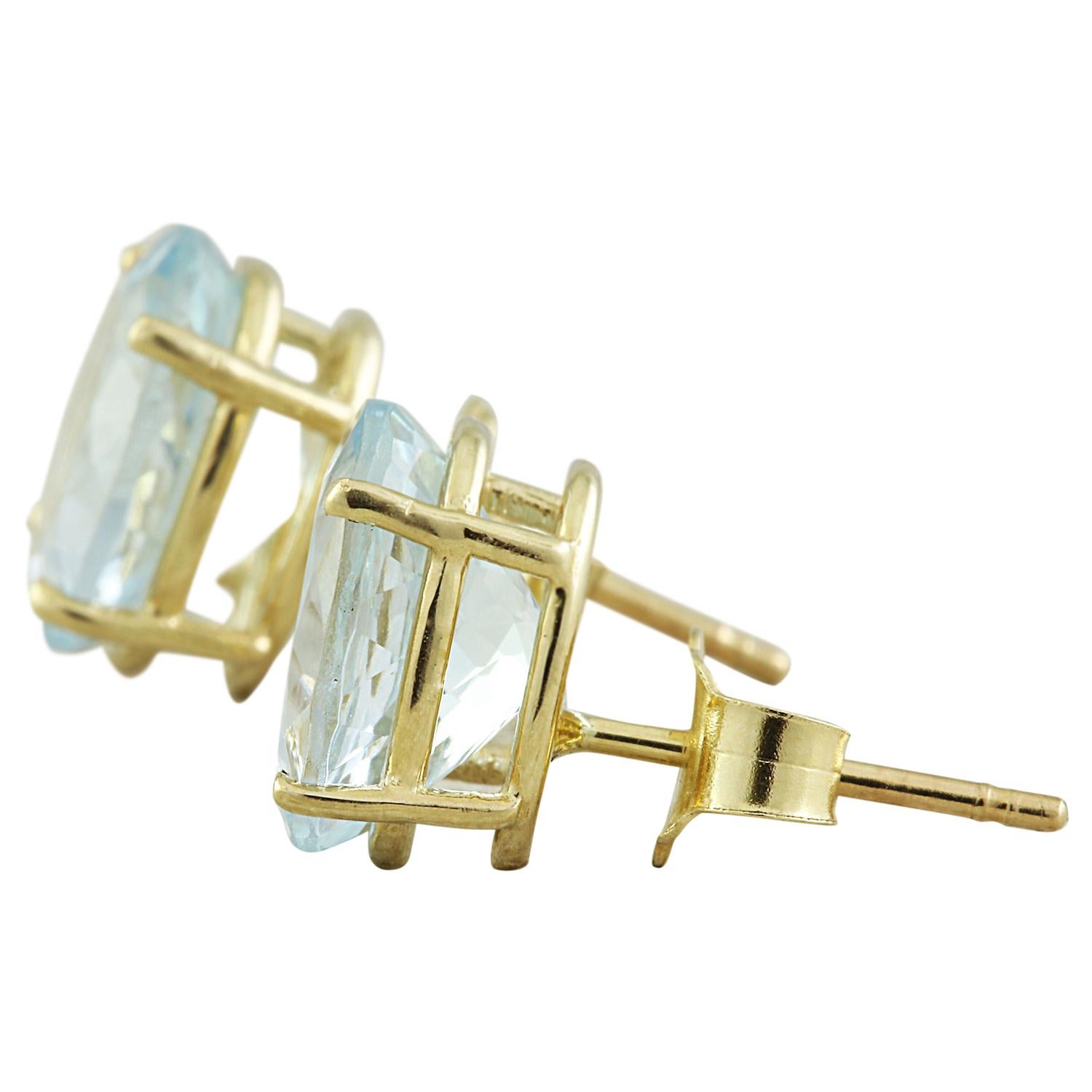 Natural Aquamarine 14 Karat Yellow Gold Earrings In New Condition For Sale In Los Angeles, CA