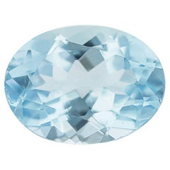 Natural Aquamarine AA Color Loose Gemstone For Jewelry Making 1.49 Cts Oval