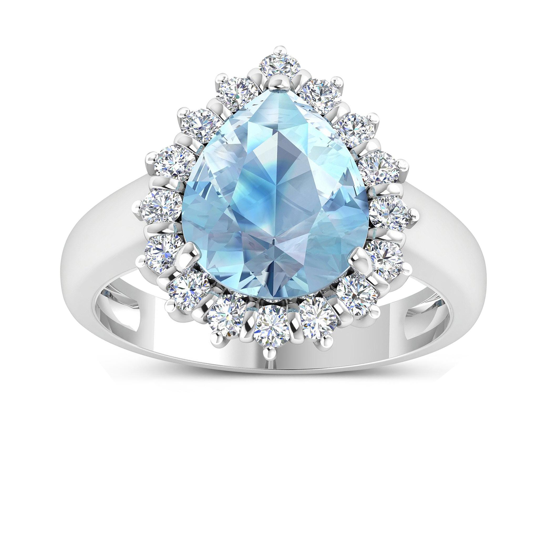 Natural Aquamarine and Diamond Cocktail Ring 2.80 Carats 14k White Gold In Excellent Condition For Sale In Laguna Niguel, CA
