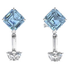 Orecchini con acquamarina naturale e diamanti in platino 950