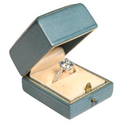 Natural Aquamarine and Diamond Ring. 1.50ct Cushion Cut Aquamarine Platinum Ring