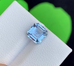 Natural Aquamarine Beryl Gemstone: 1.66 Carat Asscher Cut For Jewelry Making