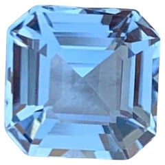 Natural Aquamarine Beryl Gemstone: 1.66 Carat Asscher Cut For Jewelry Making