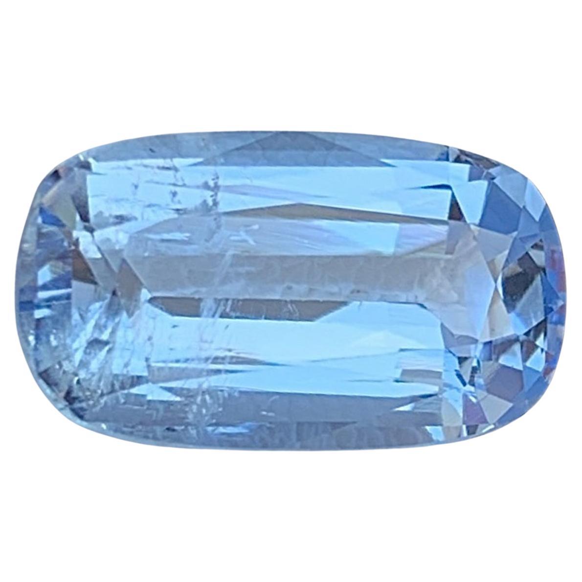 Aigue-marine naturelle Béryl Pierre précieuse : 3.34 Carat Cushion Cut