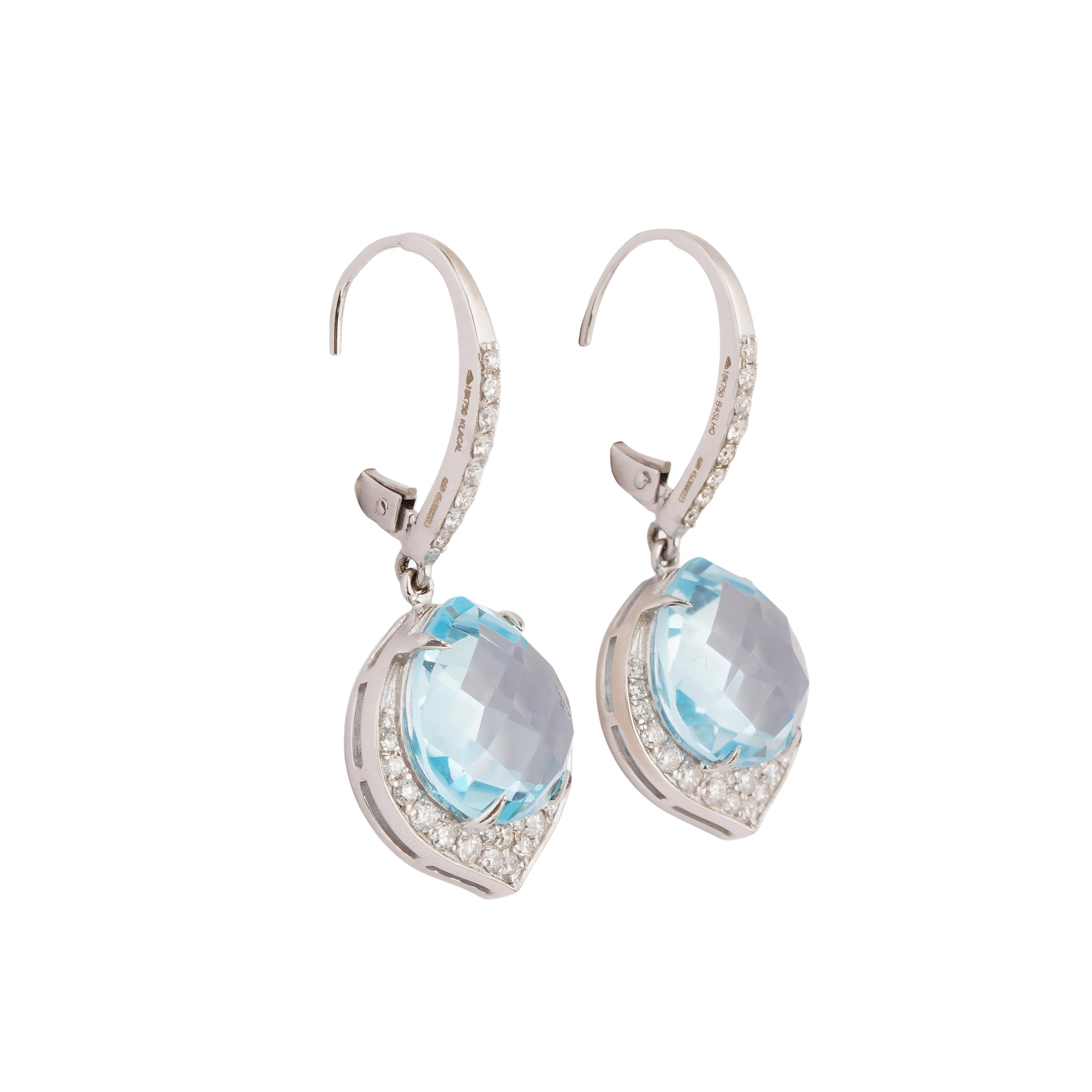 Natürlicher Aquamarin-Diamant-Ohrring aus 18 Karat Gold Damen im Angebot