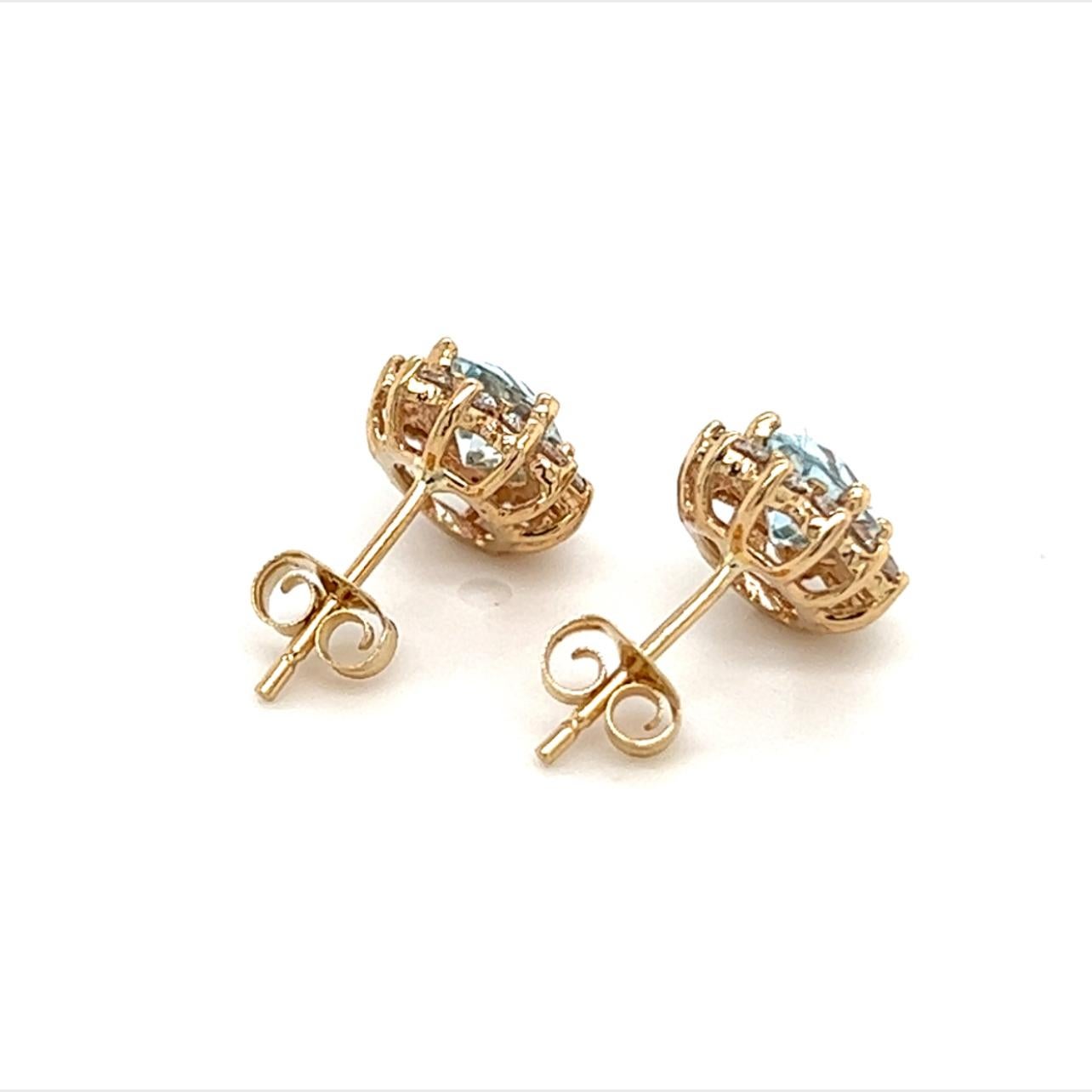 Women's Natural Aquamarine Diamond Earrings 14k Gold 1.94 TCW Certified