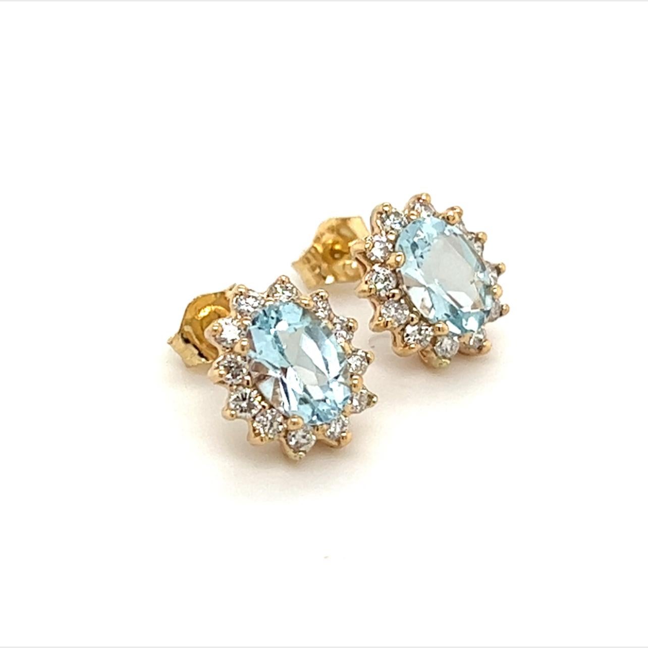 Natural Aquamarine Diamond Earrings 14k Gold 1.94 TCW Certified 1