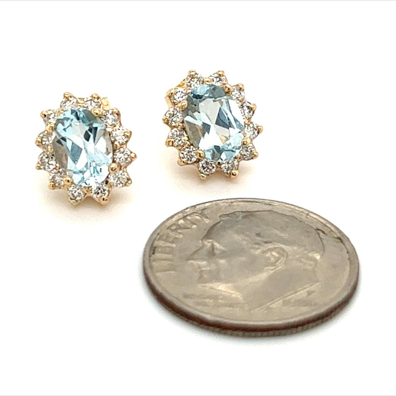 Natural Aquamarine Diamond Earrings 14k Gold 1.94 TCW Certified 2