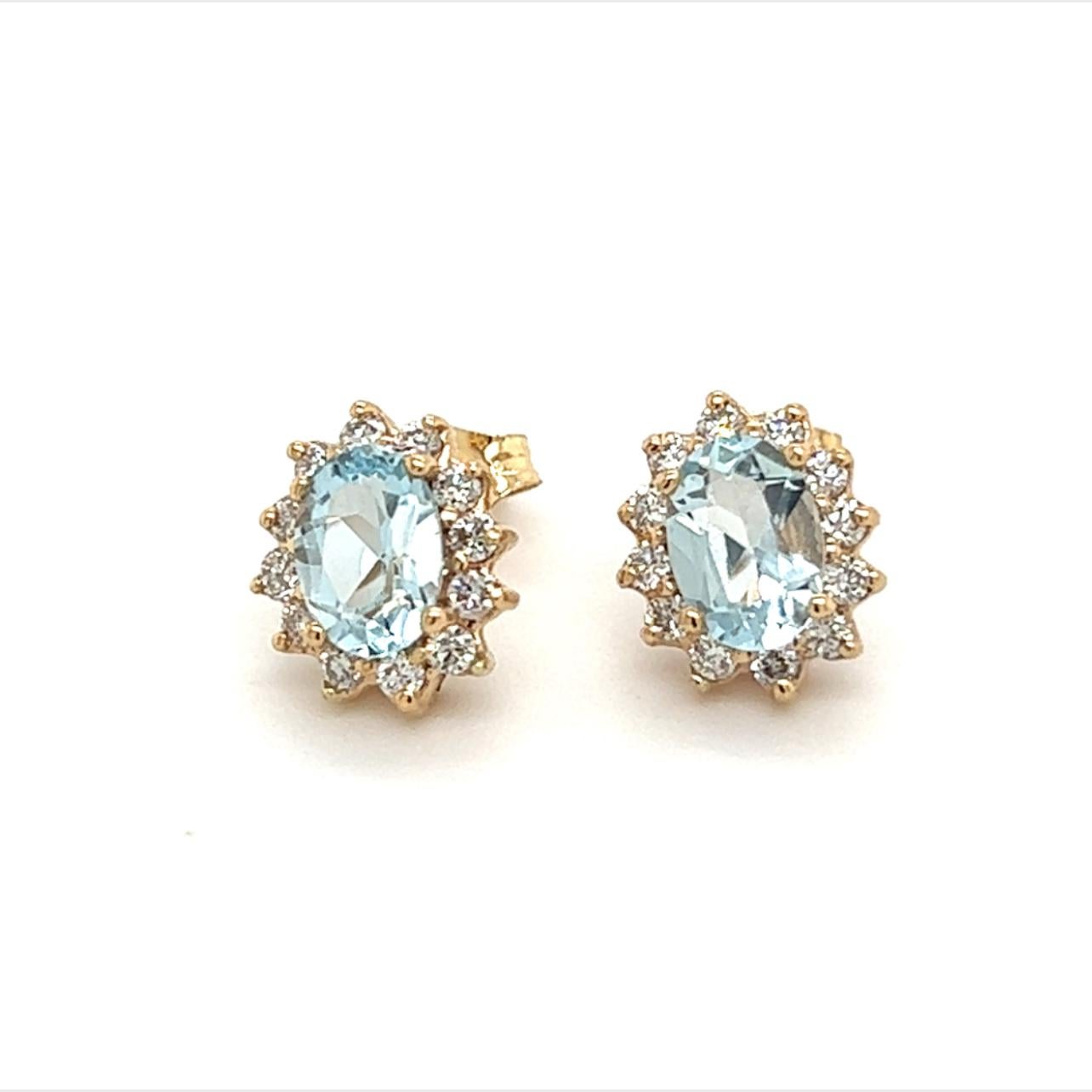 Natural Aquamarine Diamond Earrings 14k Gold 1.94 TCW Certified 3