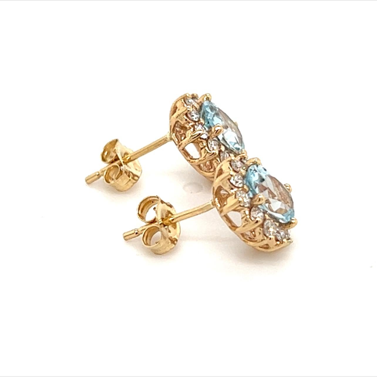 Natural Aquamarine Diamond Earrings 14k Gold 1.94 TCW Certified 4