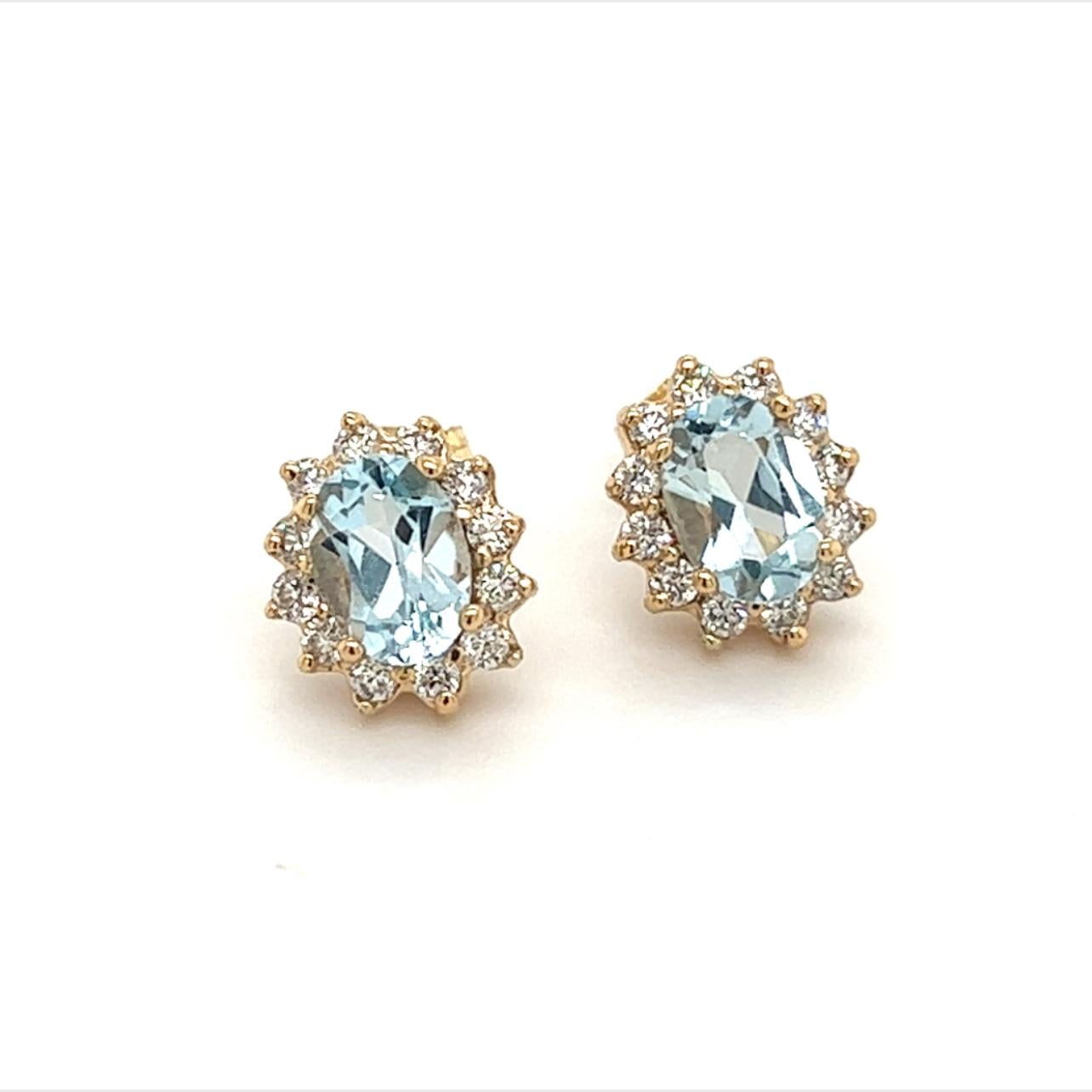 Natural Aquamarine Diamond Earrings 14k Gold 1.94 TCW Certified 5