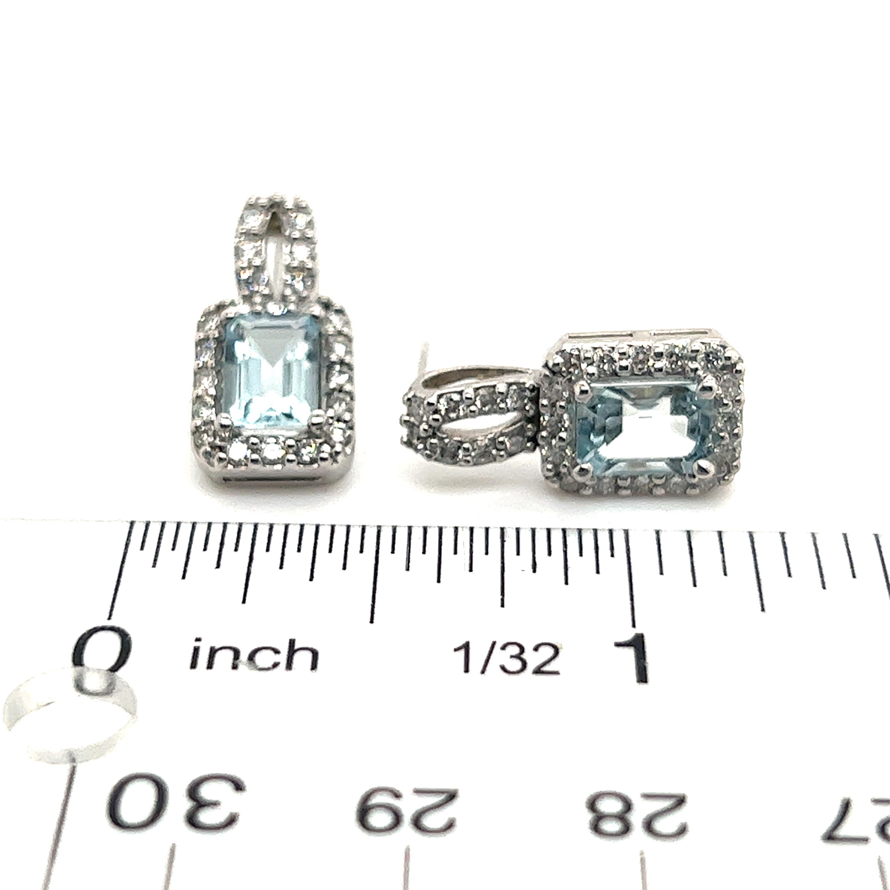 Natural Aquamarine Diamond Earrings 14k Gold 2.38 TCW Certified For Sale 5