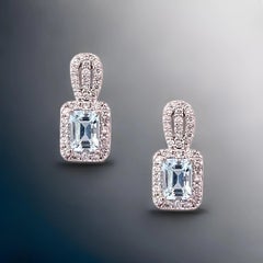 Natürliche Aquamarin-Diamant-Ohrringe 14k Gold 2,74 TCW zertifiziert