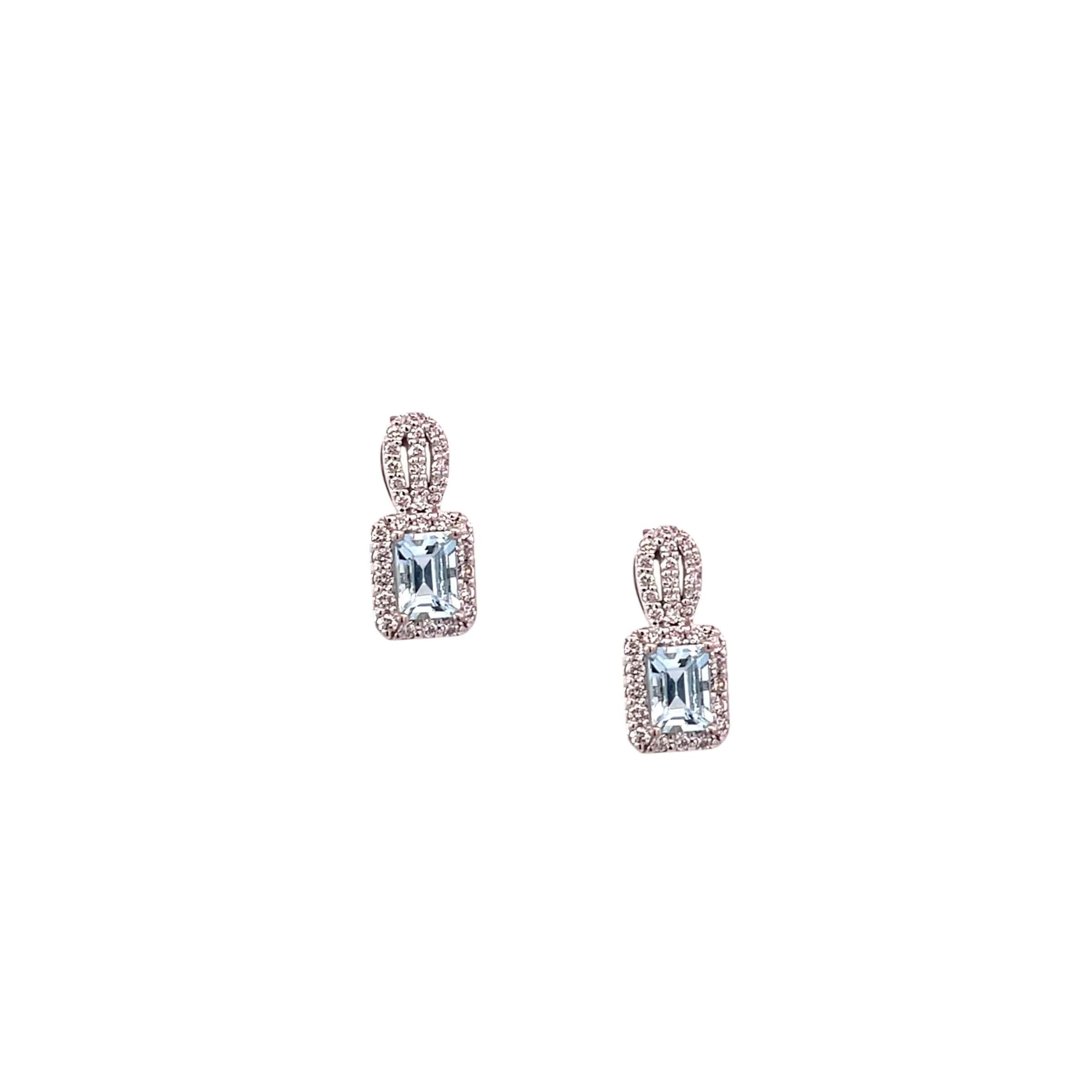 Donna Orecchini con diamanti di acquamarina naturale in oro 14k con 2,74 TCW certificati in vendita