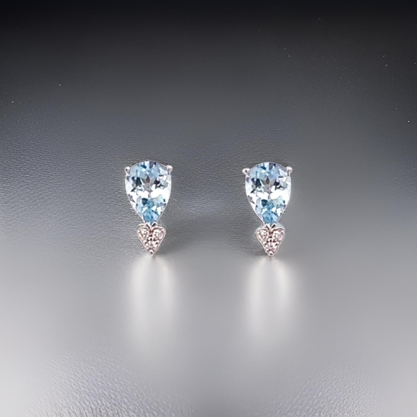 Orecchini con diamanti di acquamarina naturale in oro 14k 3,07 TCW certificati in vendita 5