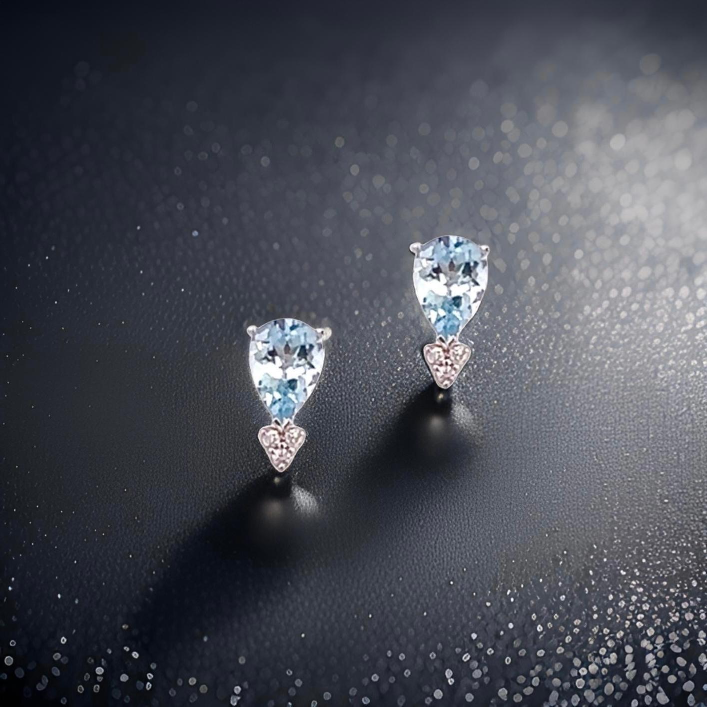 Orecchini con diamanti di acquamarina naturale in oro 14k 3,07 TCW certificati in vendita 4