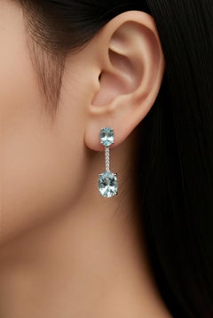 Ohrringe mit natürlichen Aquamarinen und Diamanten, 14-karätiges Gold, 4,95 TCW, zertifiziert