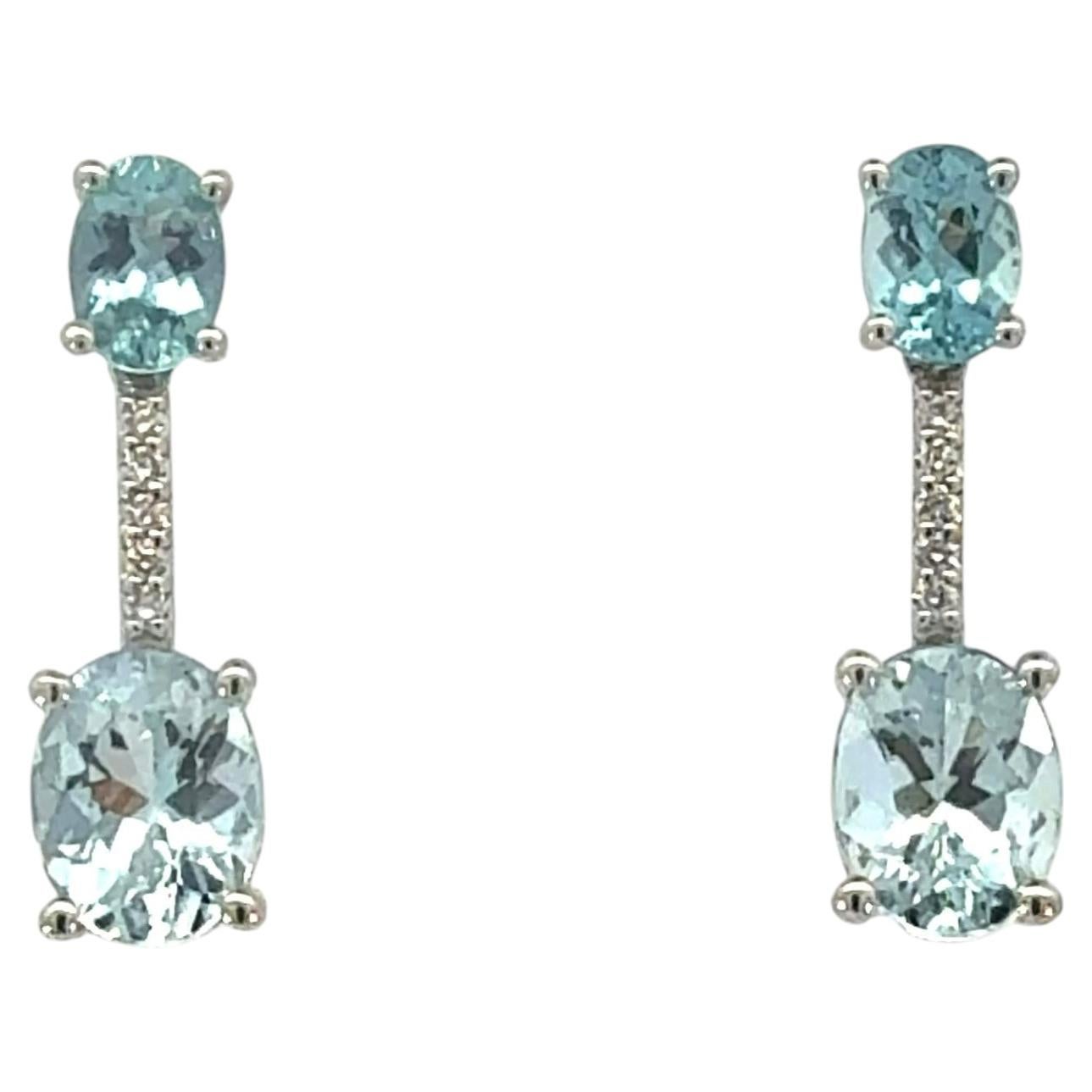 Natural Aquamarine Diamond Earrings 14k Gold 4.95 TCW Certified