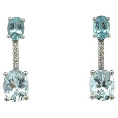 Ohrringe mit natürlichen Aquamarinen und Diamanten, 14-karätiges Gold, 4,95 TCW, zertifiziert